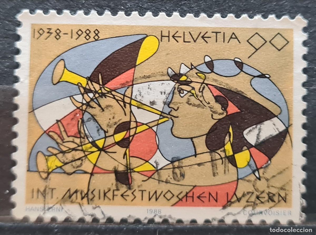 Briefmarken: Sello usado de Suiza 1988: Cincuentenario de las semanas internacionales de m&uacute;sica de Lucerna