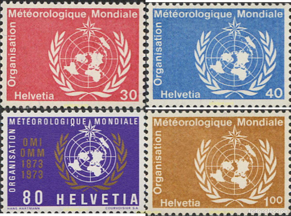 Sellos: 129032 MNH SUIZA. Organizaci&oacute;n Mundial de Meteorolog&iacute;a 1973 CENTENARIO DE LA ORGANIZACION METEORO