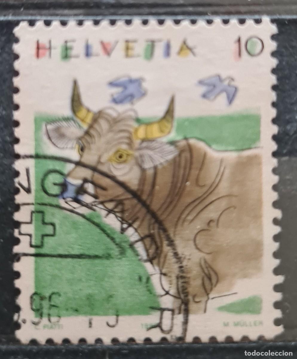 Briefmarken: Sello usado de Suiza 1992. Animales (III): vaca