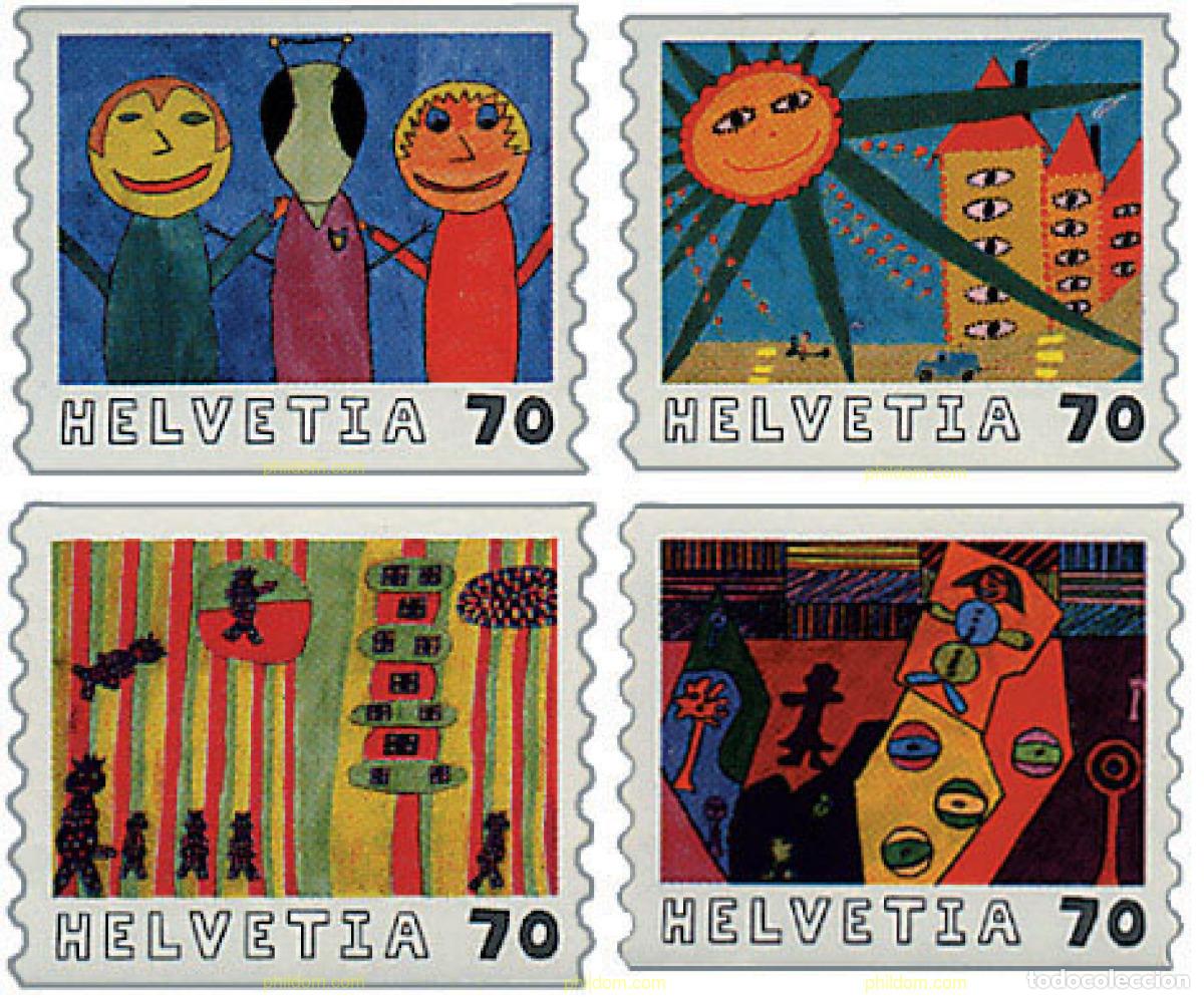 Sellos: 71008 MNH SUIZA 2000 DIBUJOS INFANTILES SOBRE EL FUTURO