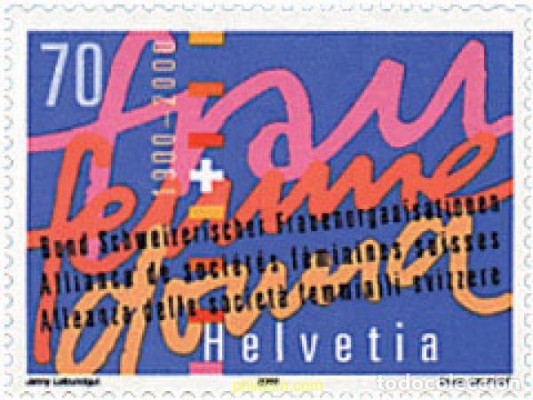 Sellos: 71009 MNH SUIZA 2000 CENTENARIO DE LA ASOCIACION DE SOCIEDADES FEMENINAS SUIZAS