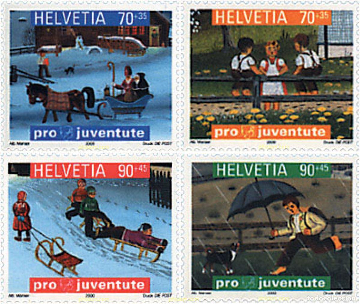 Sellos: 86413 MNH SUIZA 2000 PRO JUVENTUD. NAVIDAD E ILUSTRACIONES DE LIBROS
