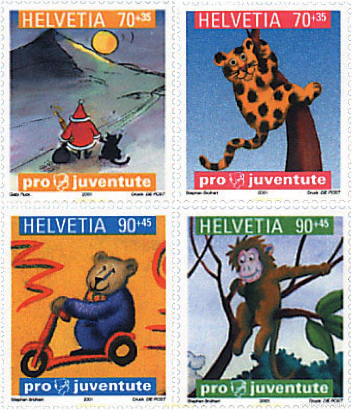 Sellos: 80938 MNH SUIZA 2001 PRO JUVENTUD. NAVIDAD E ILUSTRACIONES DE LIBROS