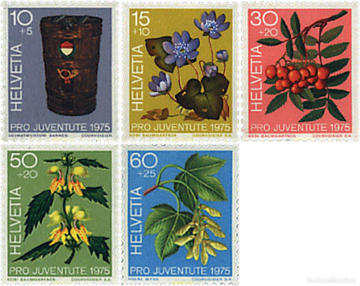 Sellos: 93714 MNH SUIZA 1975 PRO JUVENTUD. FRUTOS Y PLANTAS DEL BOSQUE