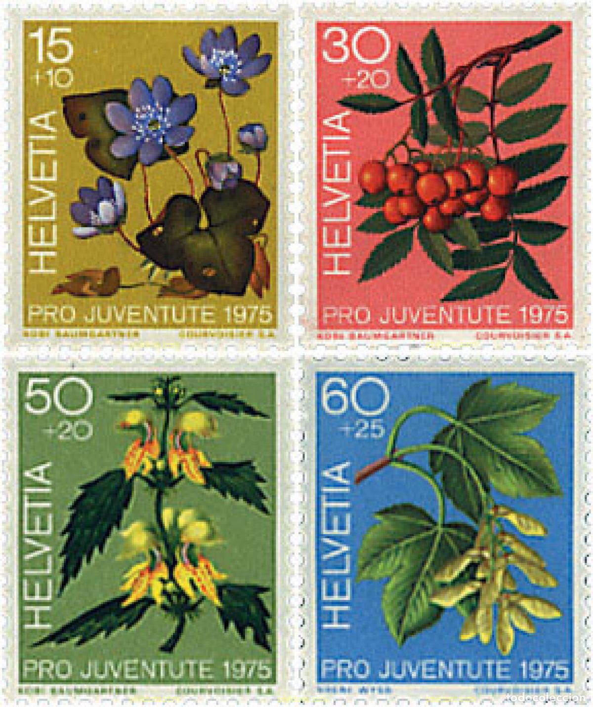 Sellos: 232588 MNH SUIZA 1975 PRO JUVENTUD. FRUTOS Y PLANTAS DEL BOSQUE