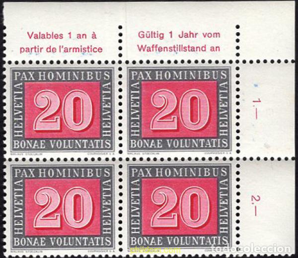 Sellos: 667429 MNH SUIZA 1945 SERIE DE LA PAZ