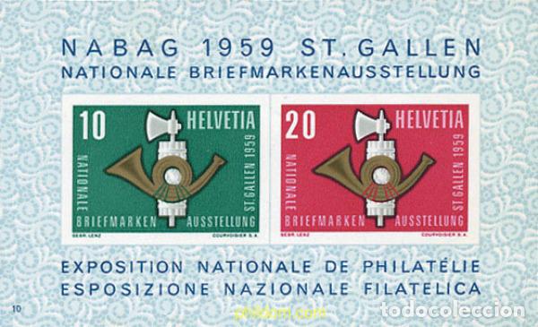 Sellos: 102145 MNH SUIZA 1959 NABAG 1959. EXPOSICION FILATELICA NACIONAL EN ST. GALLEN