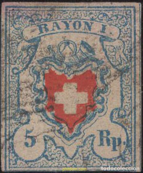 Sellos: 642271 USED SUIZA 1851 ESCUDO DE SUIZA