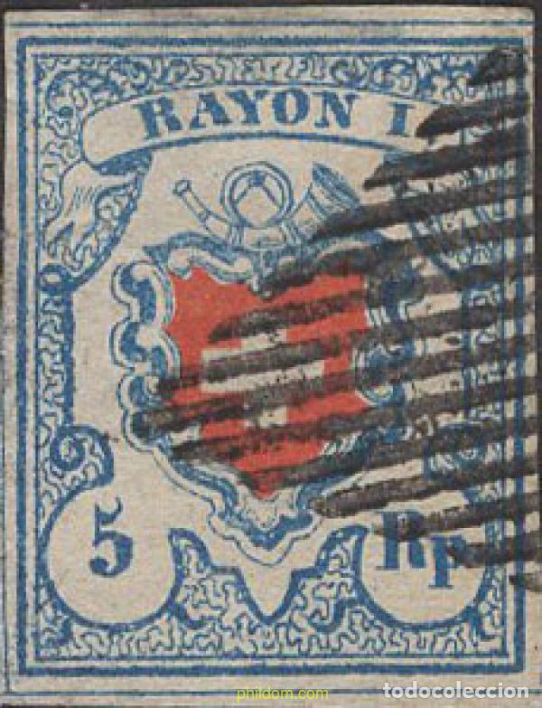 Sellos: 642289 USED SUIZA 1851 ESCUDO DE SUIZA