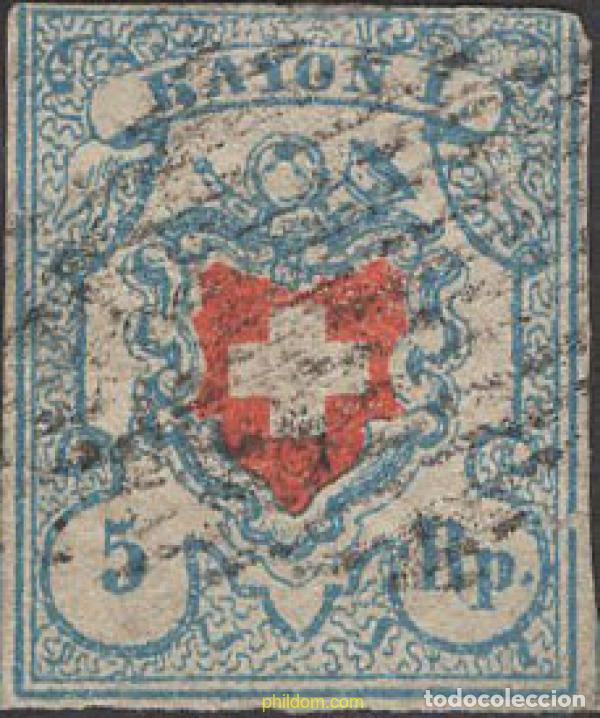 Sellos: 642290 USED SUIZA 1851 ESCUDO DE SUIZA