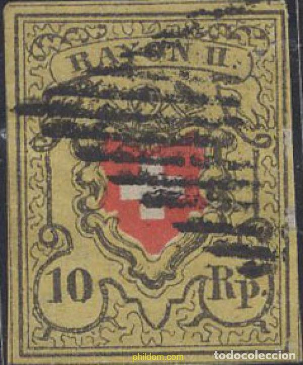 Sellos: 642305 USED SUIZA 1850 ESCUDO DE SUIZA