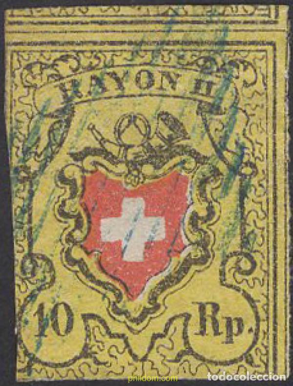 Sellos: 642328 USED SUIZA 1850 ESCUDO DE SUIZA