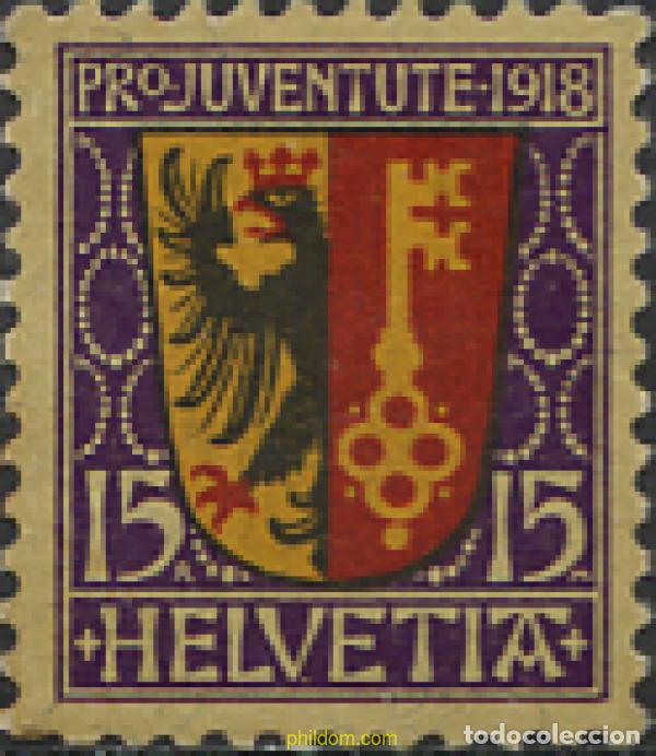 Sellos: 681394 HINGED SUIZA 1918 PRO JUVENTUD. ESCUDOS