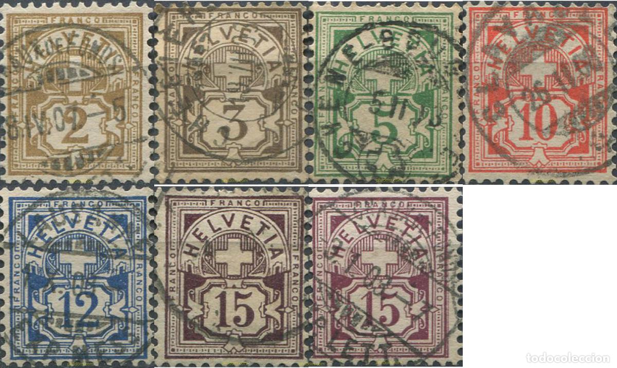 Sellos: 669380 USED SUIZA 1905 PAPEL CON FRAGMENTOS DE HILOS DE SEDA