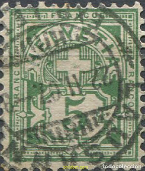 Sellos: 669635 USED SUIZA 1905 PAPEL CON FRAGMENTOS DE HILOS DE SEDA