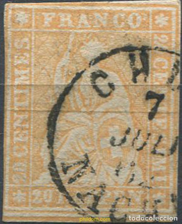 Sellos: 668729 USED SUIZA 1854 HELVETIA