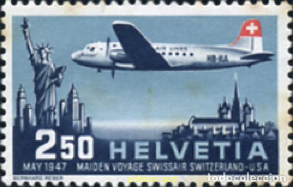 Sellos: 127915 MNH SUIZA 1947 PRIMER ENLACE AEREO DIRECTO SUIZA-ESTADOS UNIDOS