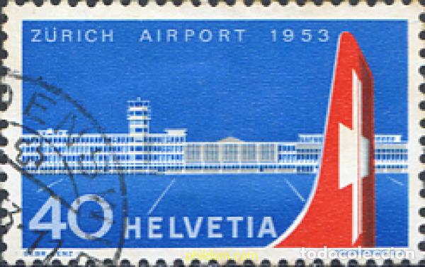 Sellos: 258971 USED SUIZA 1953 INAUGURACION DEL AEROPUERTO DE ZURICH-KLOTEN