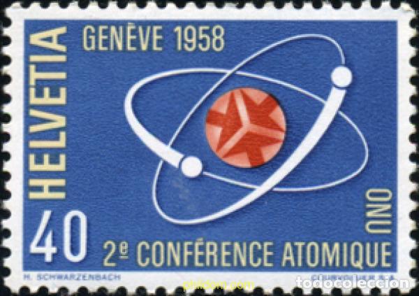 Sellos: 128109 MNH SUIZA 1958 2 CONFERENCIA SOBRE LA ENERGIA ATOMICA, EN GINEBRA