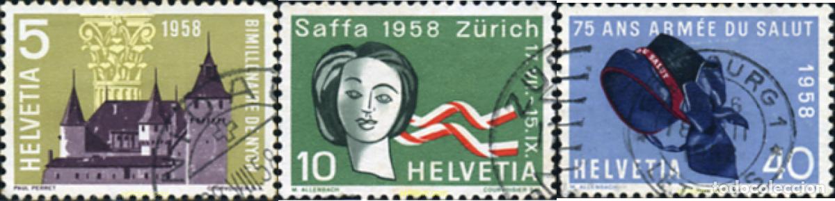 Sellos: 356151 USED SUIZA 1958 SERIE DE PROPAGANDA