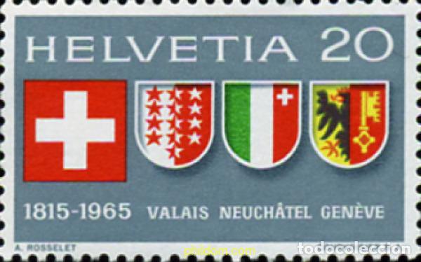 Francobolli: 128196 MNH SUIZA 1965 150 ANIVERSARIO DE LA ENTRADA DE LAS REGIONES DE VALAIS, NEUCH&Acirc;TEL Y GINEBRA