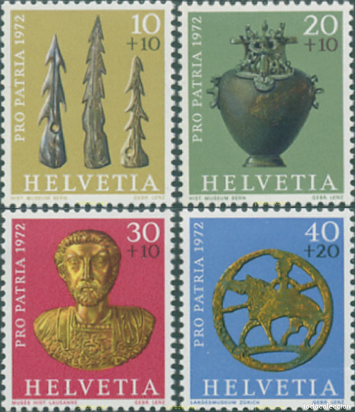 Stamps: 128297 MNH SUIZA 1972 PRO PATRIA. TESOROS ARQUELOGICOS
