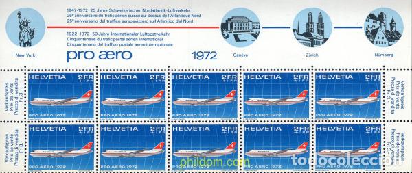 Stamps: 666268 MNH SUIZA 1972 25 ANIVERSARIO DEL TRAFICO AEREO DEL ATLANTICO-NORTE Y CINCUENTENARIO DEL TRA