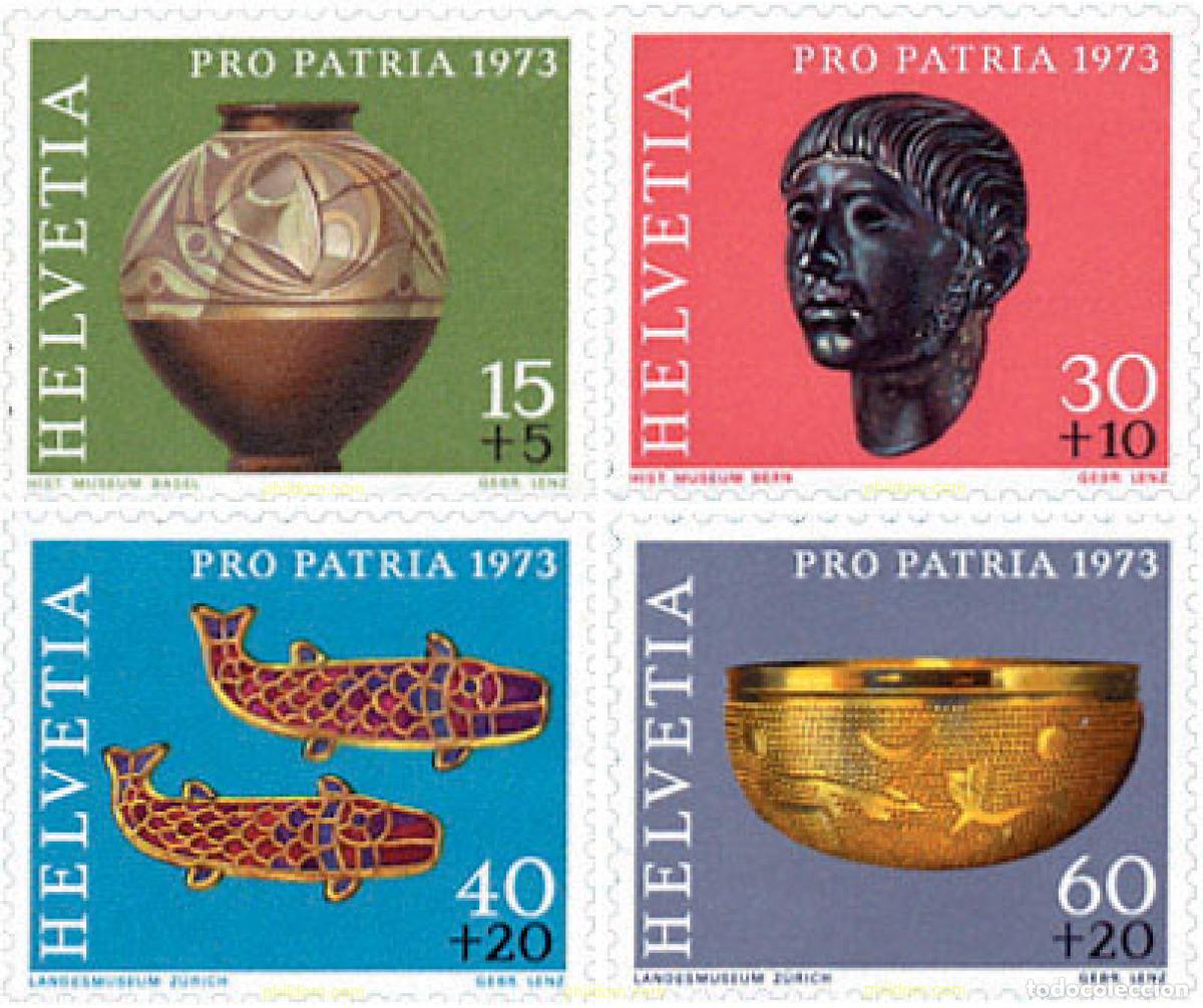 Stamps: 128328 MNH SUIZA 1973 PRO PATRIA. TESOROS ARQUELOGICOS