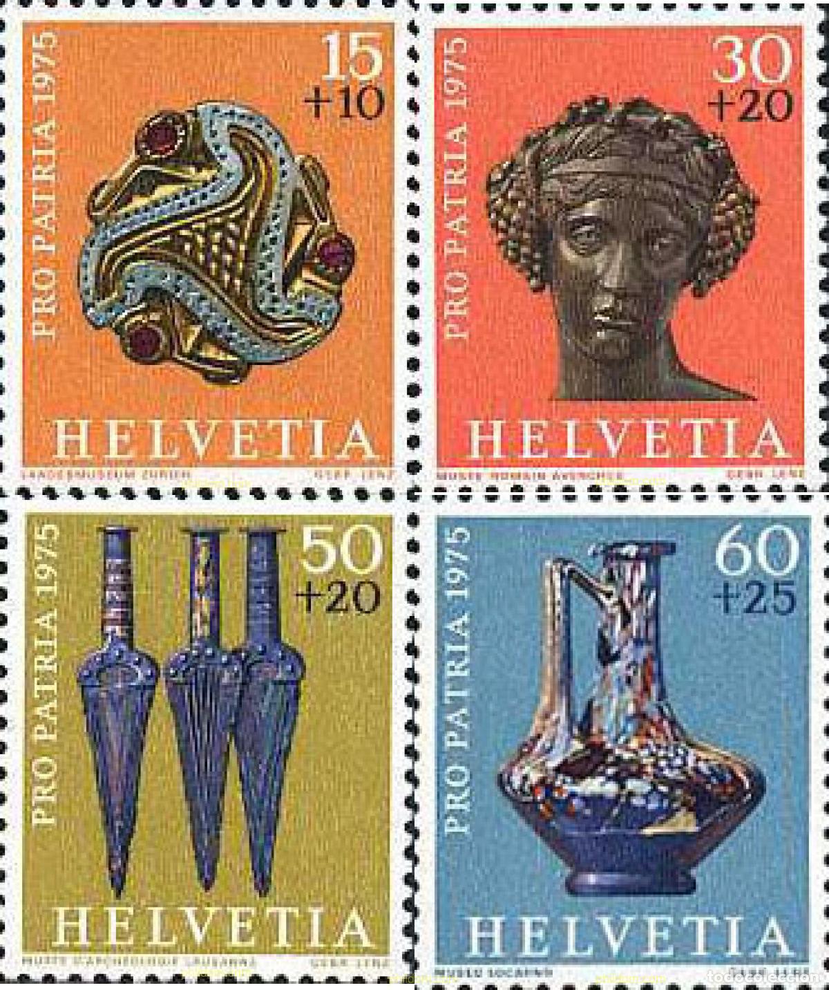 Sellos: 128373 MNH SUIZA 1975 PRO PATRIA. TESOROS ARQUELOGICOS