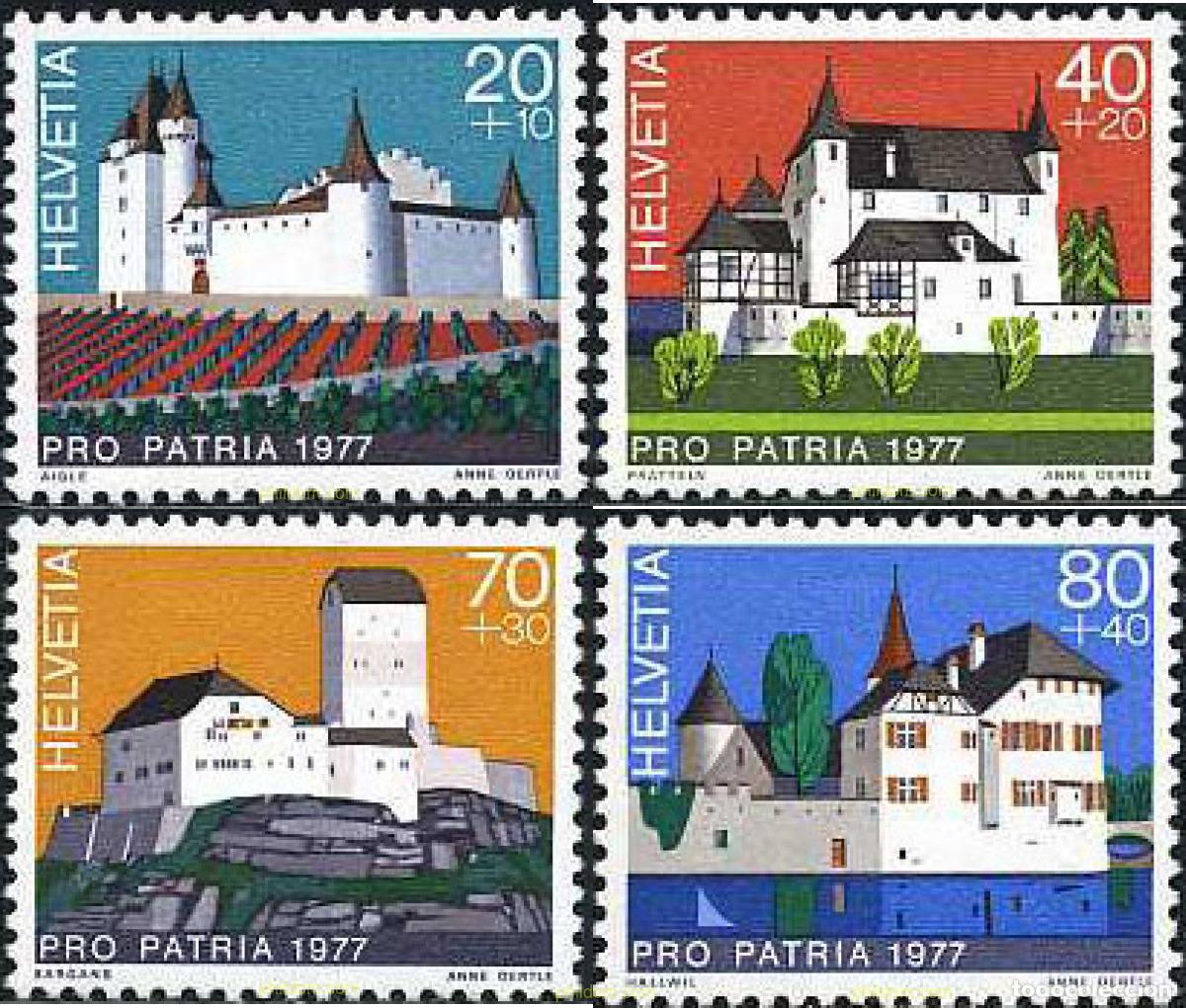 Sellos: 128480 MNH SUIZA 1977 PRO PATRIA. CASTILLOS SUIZOS