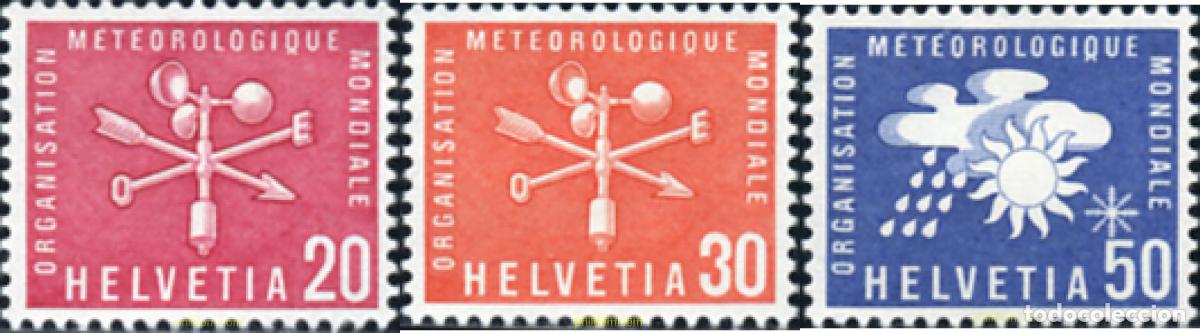 Sellos: 129025 MNH SUIZA. Organizaci&oacute;n Mundial de Meteorolog&iacute;a 1960 ORGANIZACION METEOROLOGICA MUNDIAL (O