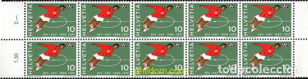 Sellos: 667046 MNH SUIZA 1970 75 ANIVERSARIO DE LA ASOCIACION SUIZA DE FUTBOL