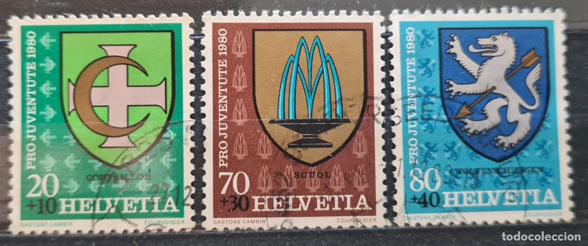 Briefmarken: Serie de sellos usados de Suiza 1980: escudos comunales (sobretasa pro-juventud)