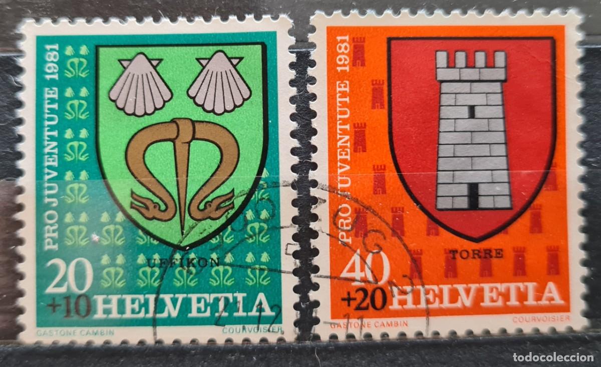 Briefmarken: Serie de sellos usados de Suiza 1981: escudos comunales (sobretasa pro-juventud)