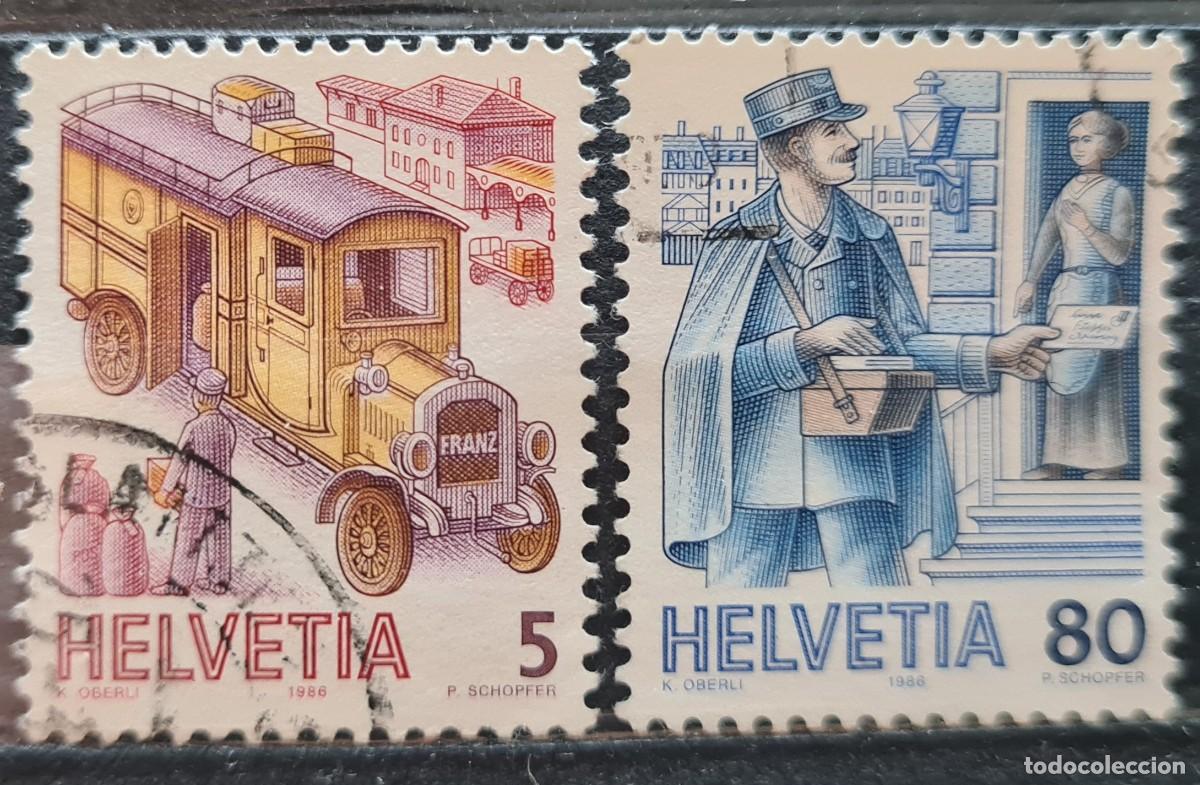 Selos: Serie de sellos usados de Suiza 1986: el transporte postal a trav&eacute;s de los a&ntilde;os (I)