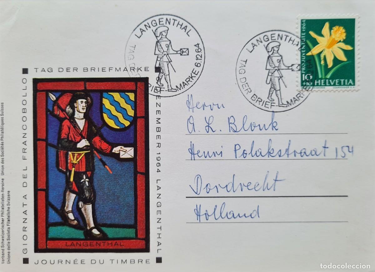 Sellos: Tarjeta postal d&iacute;a del sello, Suiza 1964