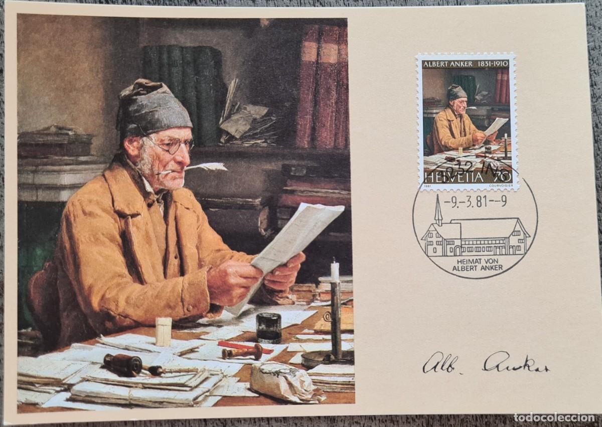Sellos: Postal m&aacute;xima de Albert Anker, Suiza 1981 - Foto 1