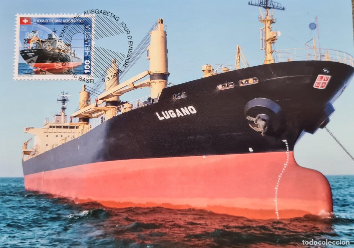 Sellos: Cuatro tarjetas m&aacute;ximas de Suiza 2014: barcos - Foto 2