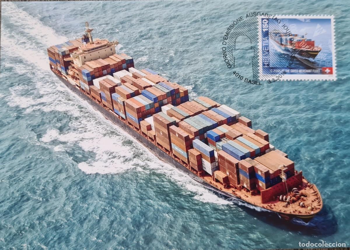 Sellos: Cuatro tarjetas m&aacute;ximas de Suiza 2014: barcos - Foto 3