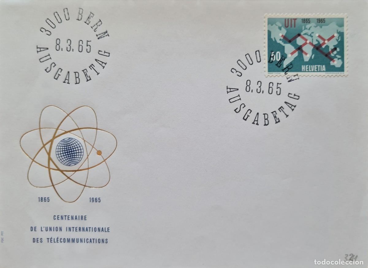 Briefmarken: Sobre del primer d&iacute;a, Suiza 1965: centenario de la Uni&oacute;n Internacional de Telecomunicaciones