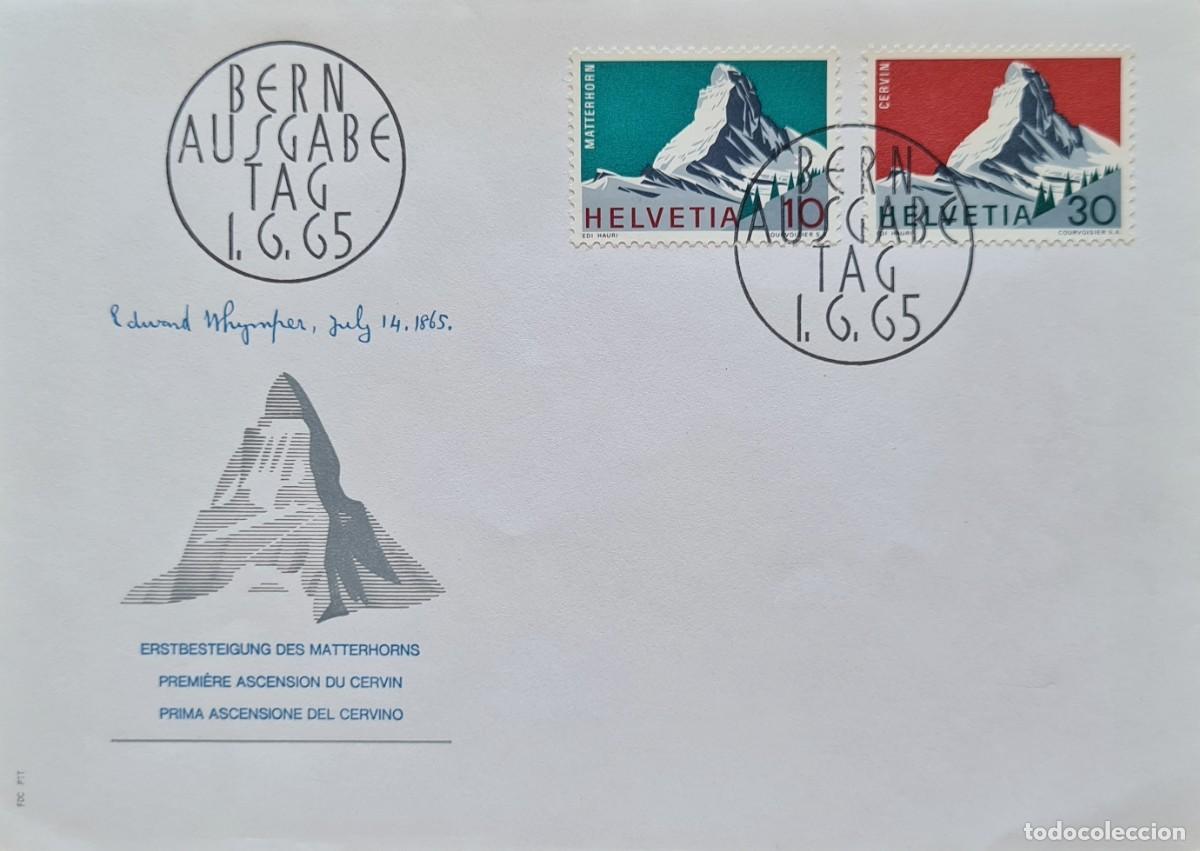 Sellos: Sobre del primer d&iacute;a, Suiza 1965: primera ascensi&oacute;n al Cervino