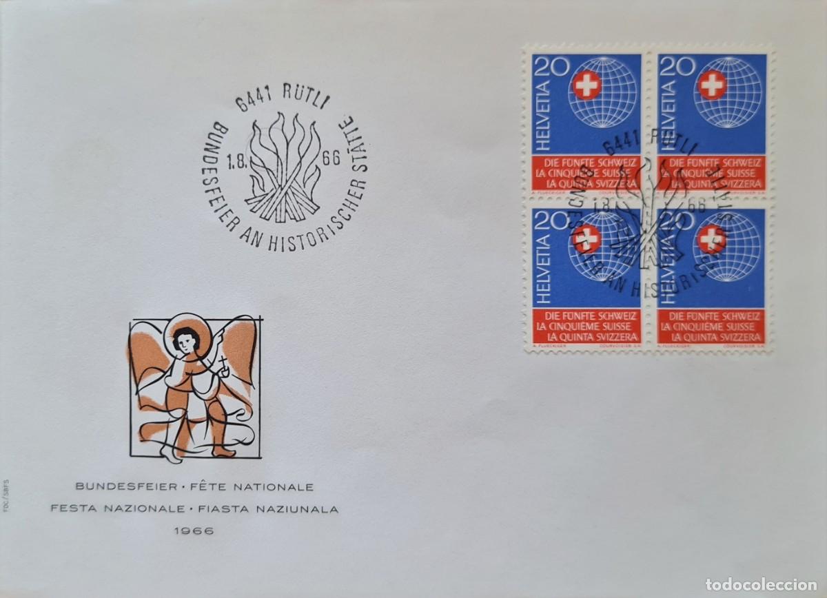 Briefmarken: Dos sobres de primer d&iacute;a, Suiza 1966: Cincuentenario de la Organizaciones suizas en el extranjero