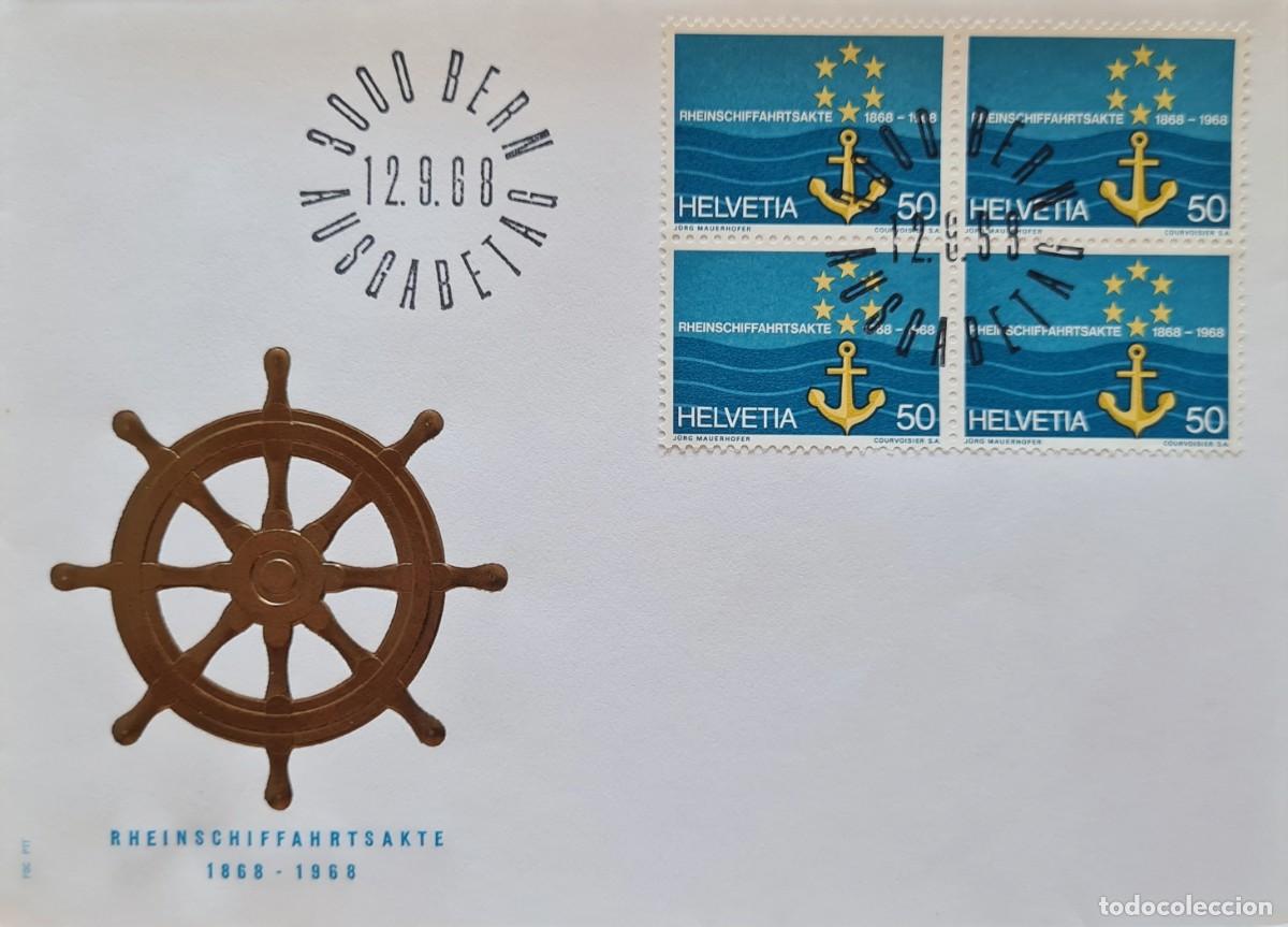 Timbres: Cinco sobres de primer d&iacute;a, Suiza 1968: diversos aniversarios