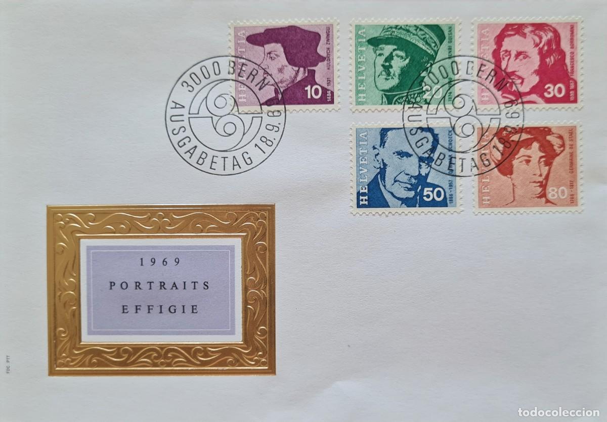 Briefmarken: Sobre de primer d&iacute;a Suiza 1969: celebridades nacionales