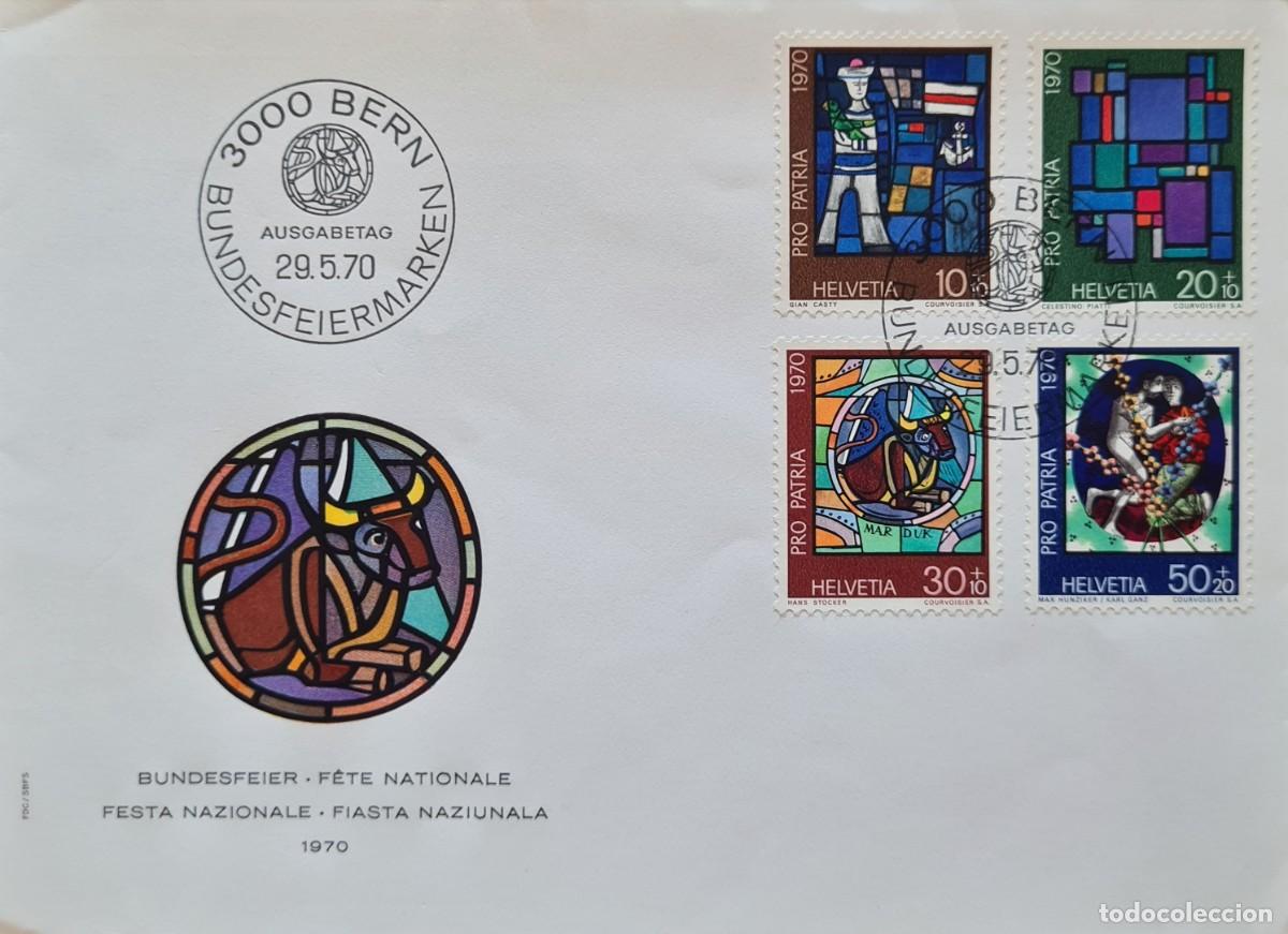 Selos: Sobre de primer d&iacute;a Suiza 1970: pro patria. Arte y trabajos artesanales