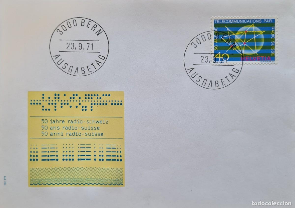 Selos: Sobre de primer d&iacute;a Suiza 1971: Cincuentenario de Radio-Suisse