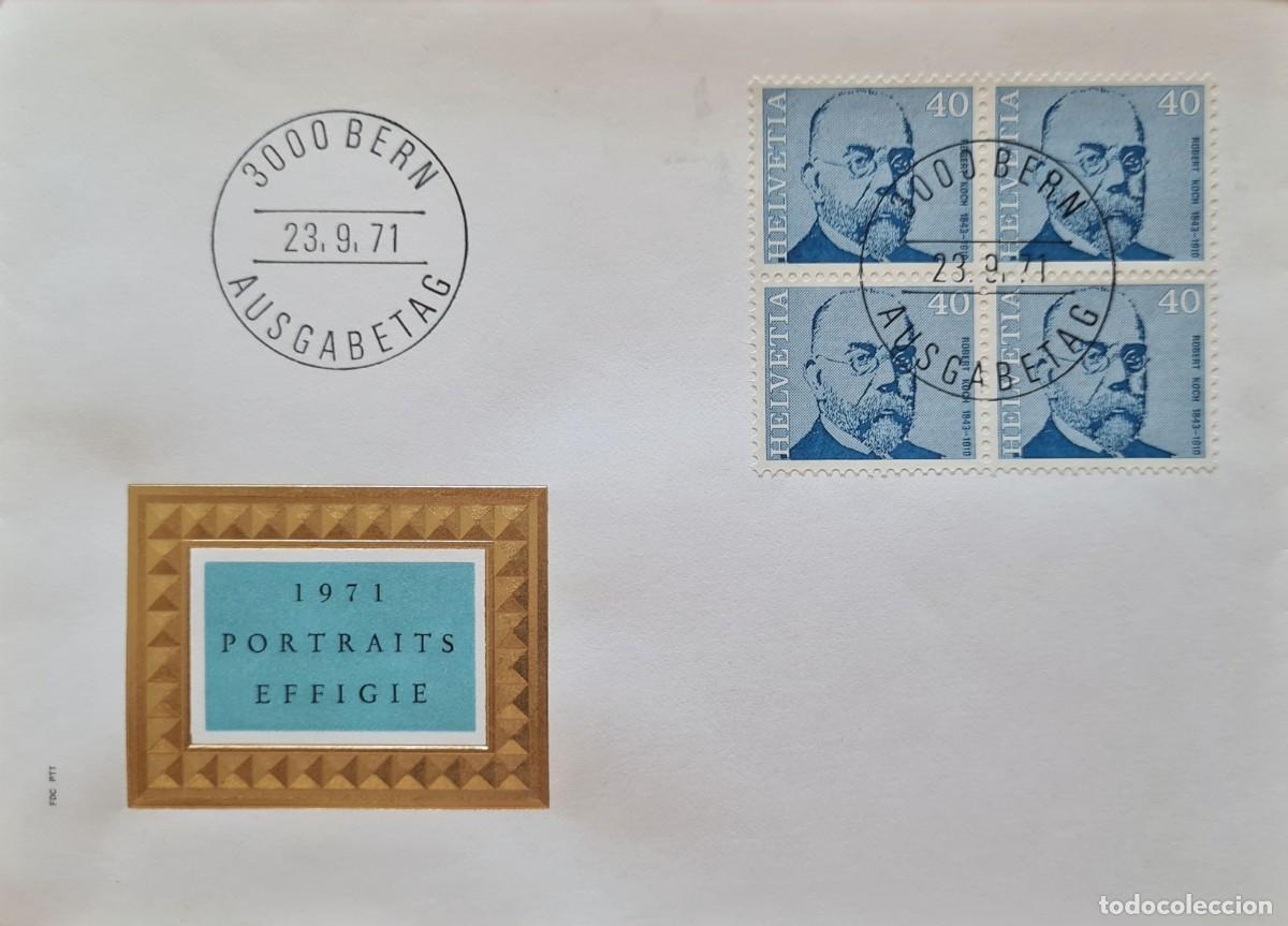 Briefmarken: Cinco sobres de primer d&iacute;a Suiza 1971: m&eacute;dicos y hombres de ciencias c&eacute;lebres