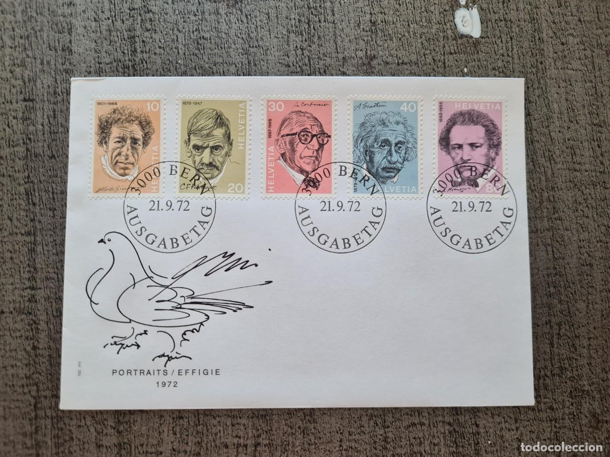 Briefmarken: Sobre de primer d&iacute;a Suiza 1972: hombres c&eacute;lebres