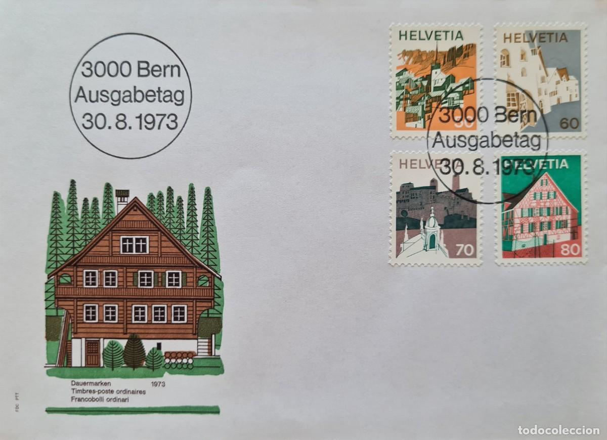 Sellos: Dos sobres de primer d&iacute;a Suiza 1973: paisajes