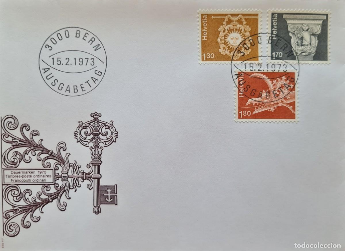 Selos: Un sobre de primer d&iacute;a Suiza 1973: arquitectura y trabajo artesanal